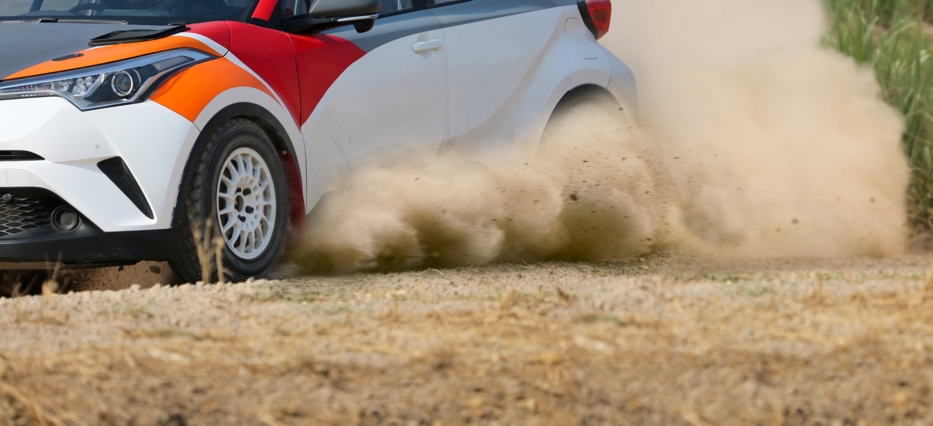 Rally Race Car Drifting on Dirt Track